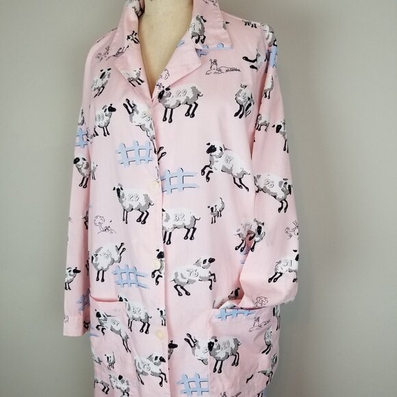 Nick & Nora Pink L/S 2pc Cotton Bo Peep Counting Her Sheep Pajamas Ladies XL NEW - Picture 3 of 10